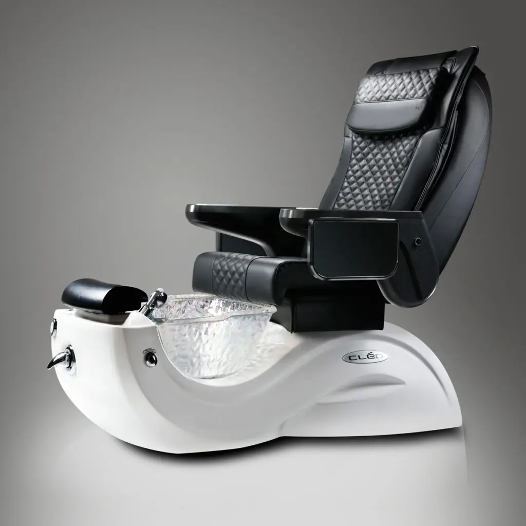 Cleo-G5-Color-White-Crystal-Black Spa Pedicure Chair - J & A Pedicure Spa Chair & Furniture Collection