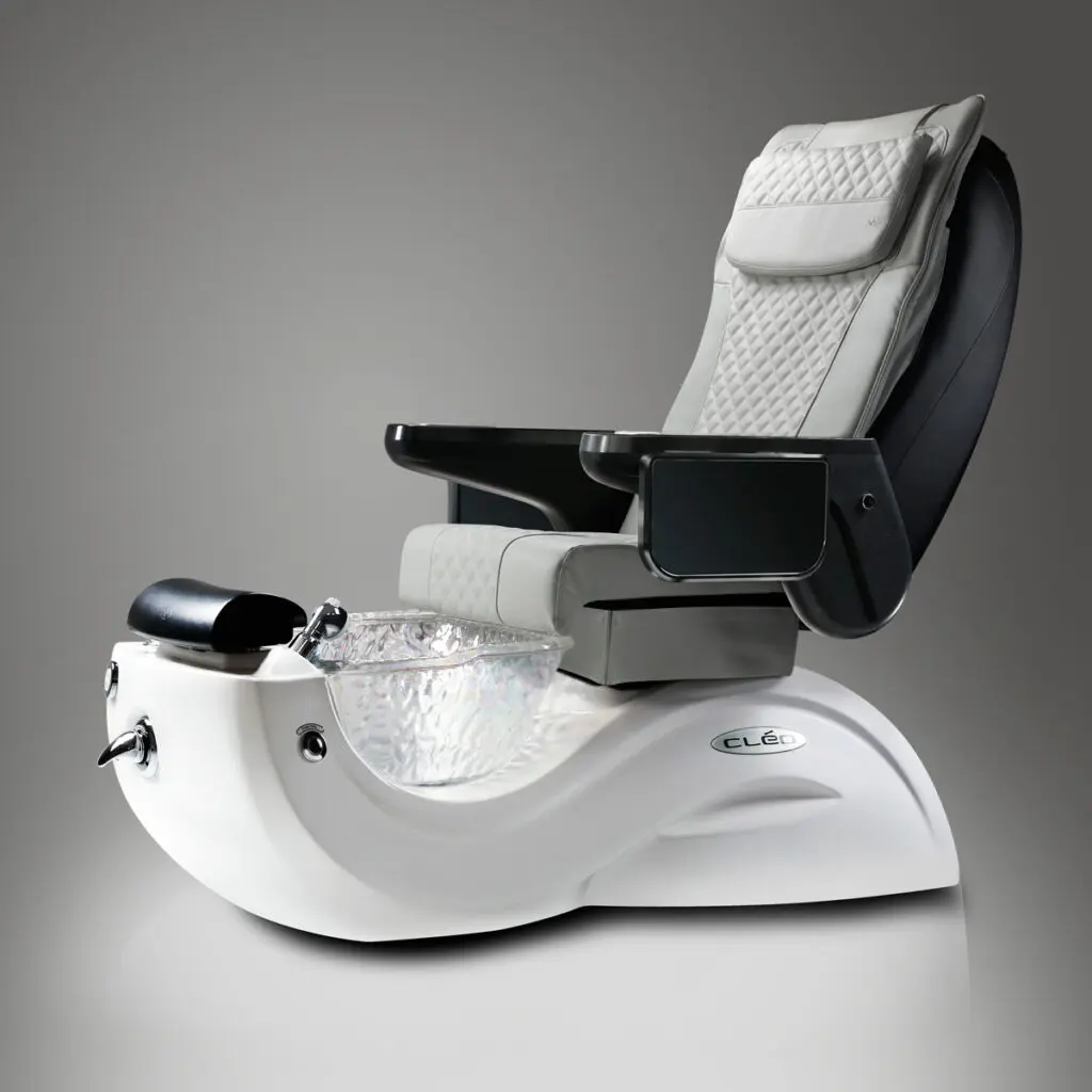 Cleo-G5-Color-White-Crystal-Gray Spa Pedicure Chair - J & A Pedicure Spa Chair & Furniture Collection