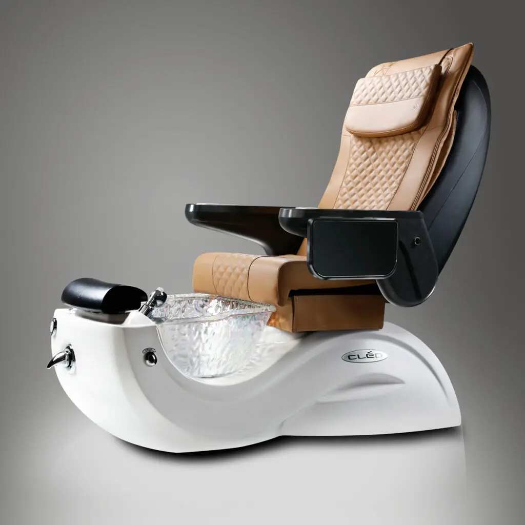 Cleo-G5-Color-White-Crystal-Mocha Spa Pedicure Chair - J & A Pedicure Spa Chair & Furniture Collection