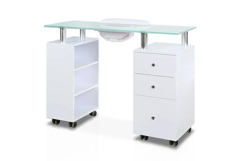Glass Top Nail Table - J & A Pedicure Spa Chair & Furniture Collection