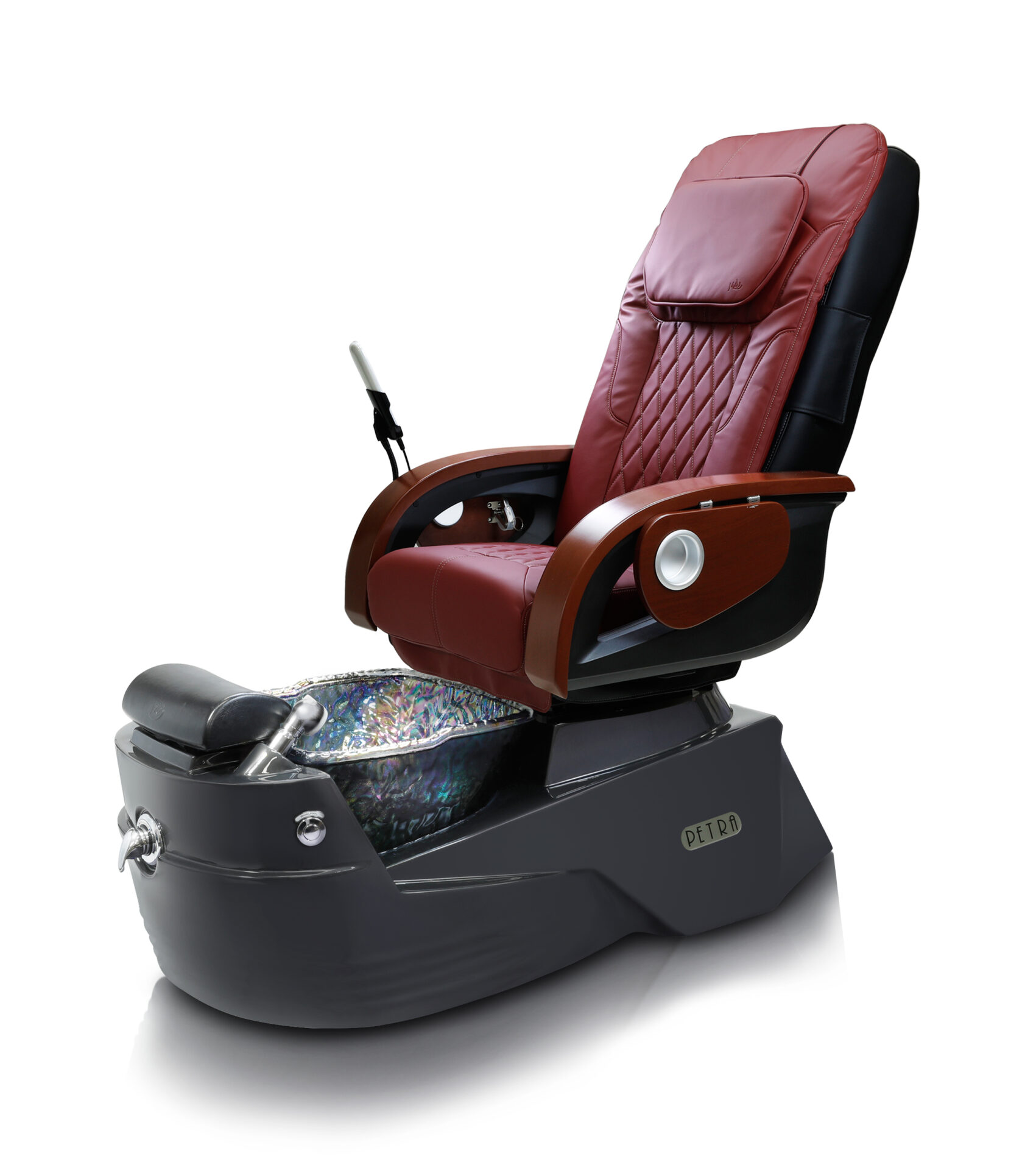 Petra-GX-Pedicure-Spa-Grey-Base-Black-Bowl-Red-Chair J& A Pedicure Spa Chair & Furniture Collection